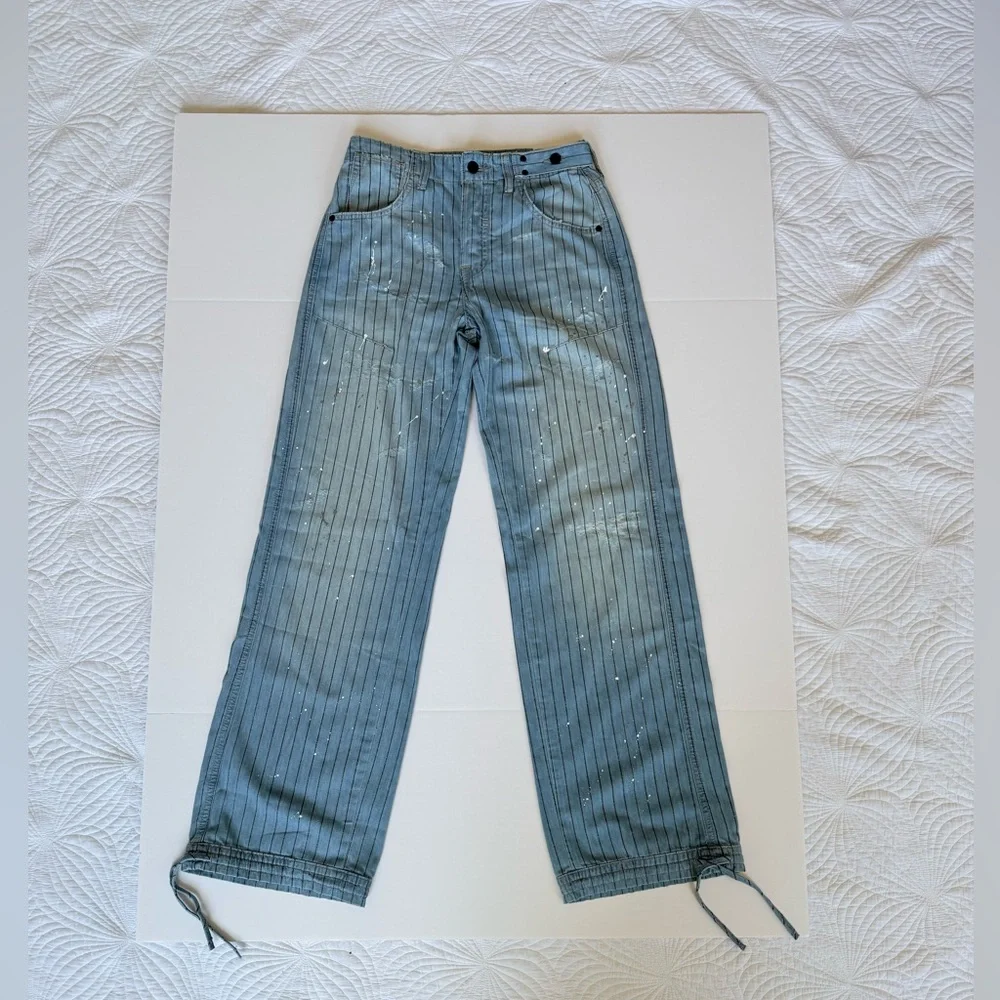 Free People We The Free Don't Wait Up Pinstripe Boyfriend Jeans, Blue | 26 - Picture 5 of 11